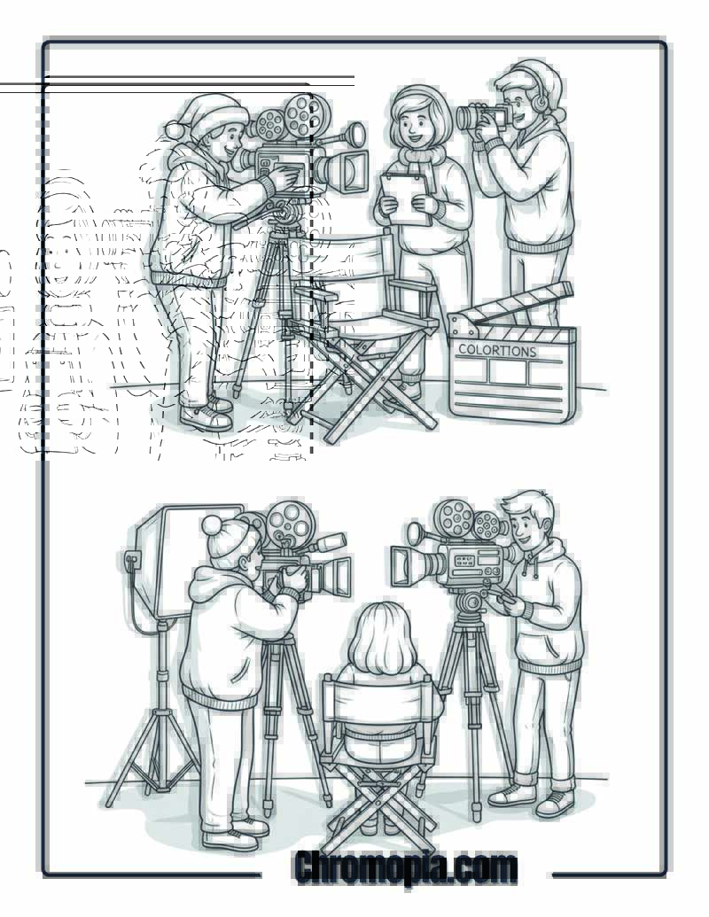 Christmas Decoration Film Production Studio Set Coloring Page