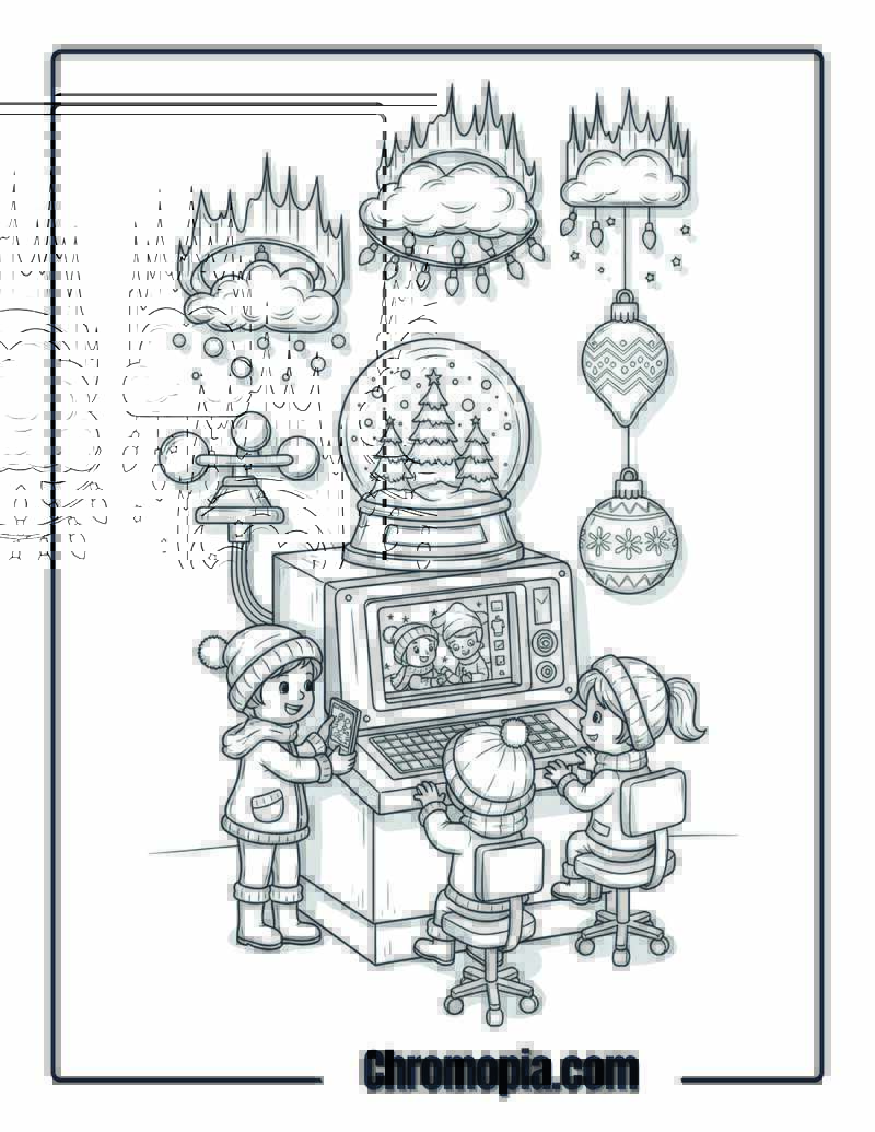 Christmas Decor Weather Control Command Center Coloring Page