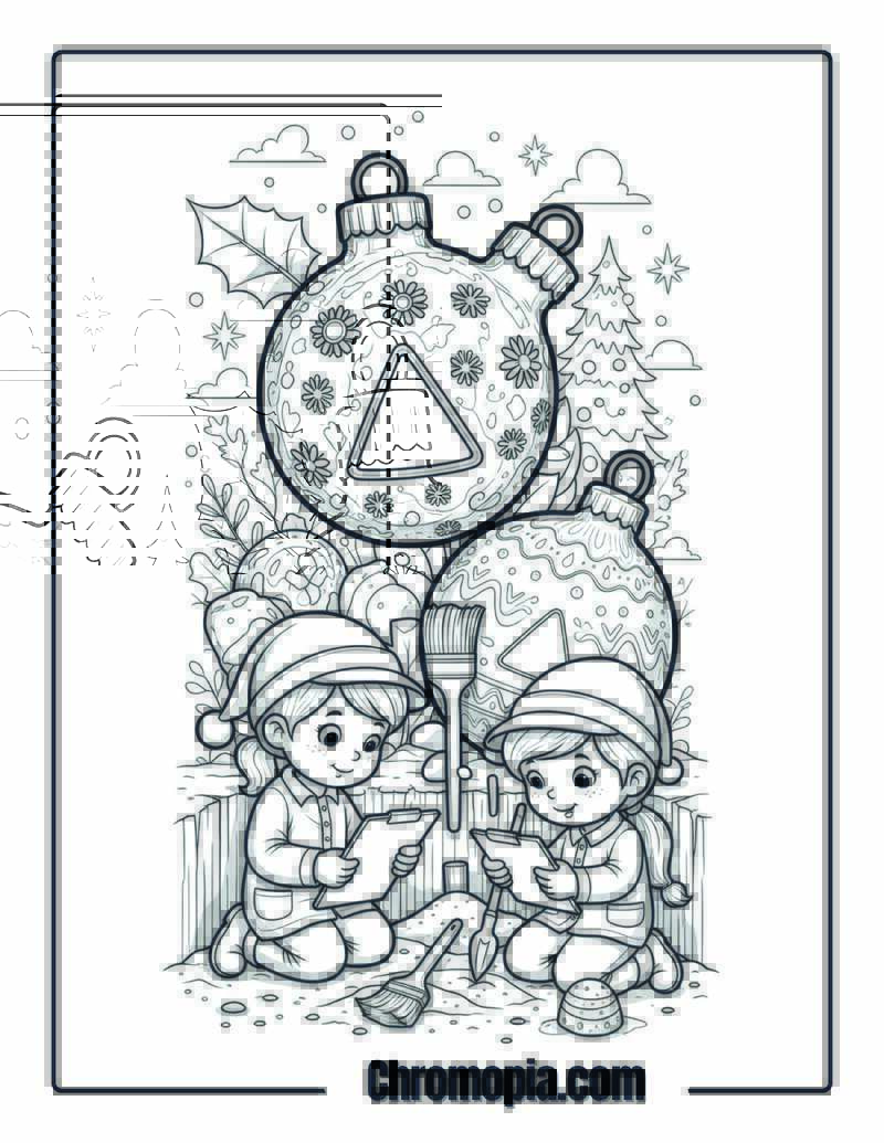 Christmas Decoration Archaeological Expedition Dig Coloring Sheet