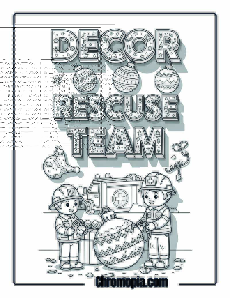 Christmas Decoration Emergency Response Team Coloring Sheet