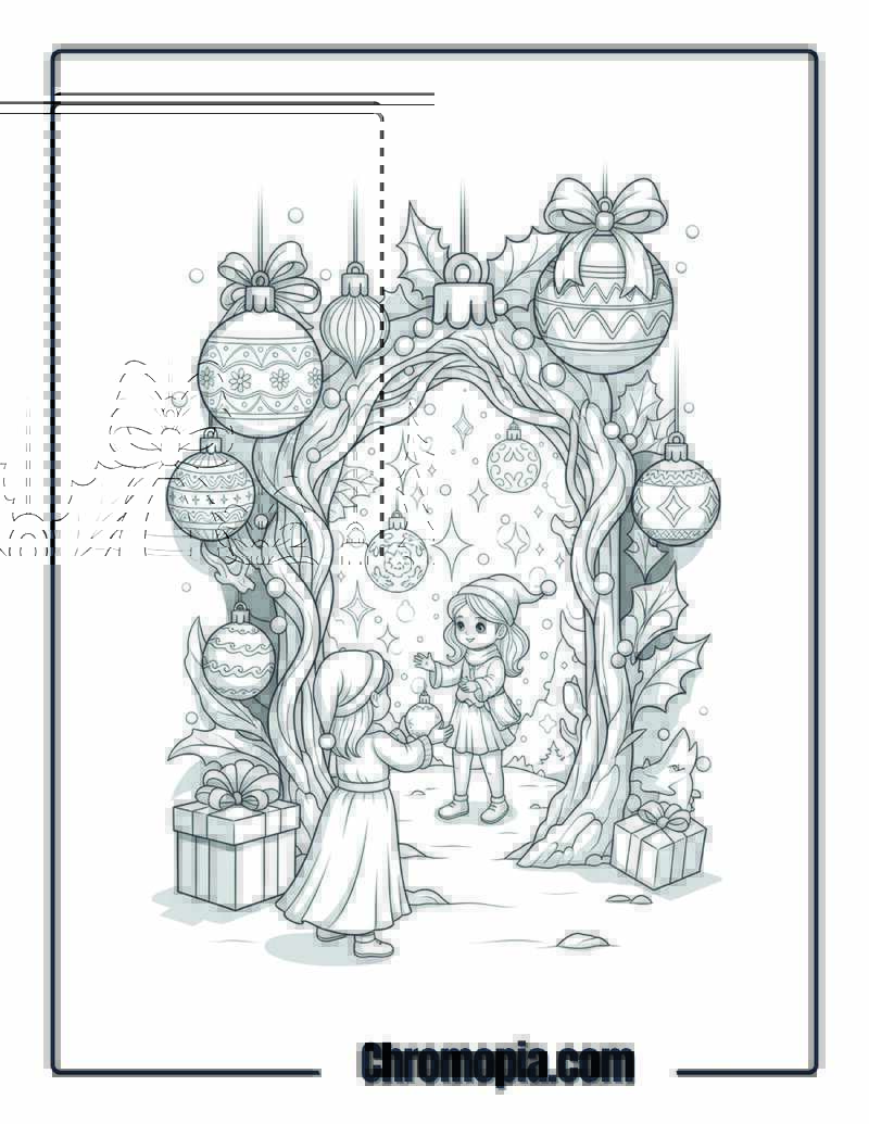 Fantasy Ethereal Christmas Decor Magic Portal Coloring Page