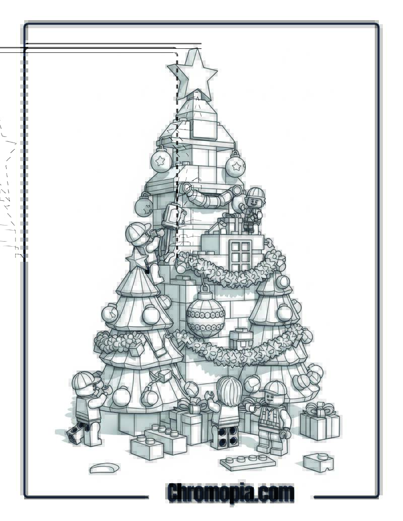 LEGO Christmas Decoration Construction Site Coloring Sheet