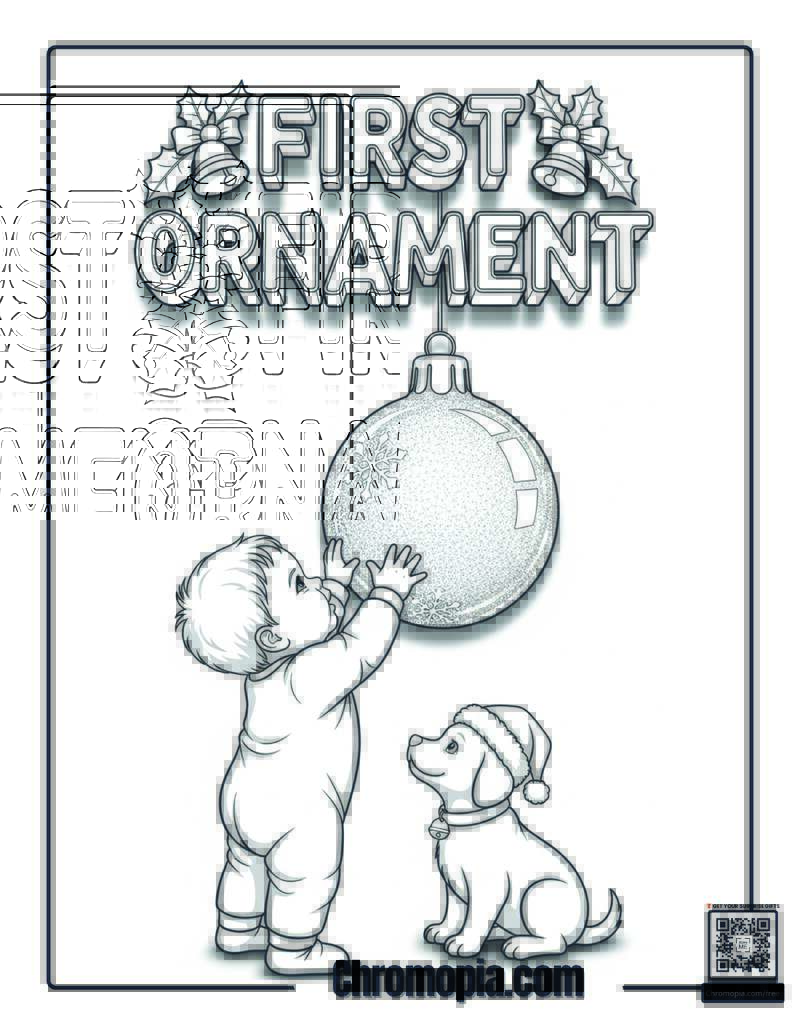Baby_s First Christmas Ornament Touch Coloring Page