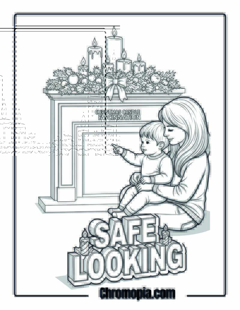Christmas Candle Fascination Safety Watch Coloring Sheet