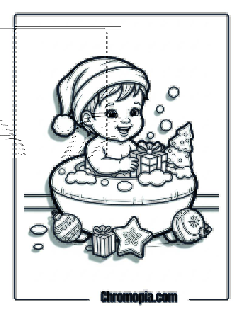 Christmas Decoration Bath Time Pretend Play Coloring Sheet