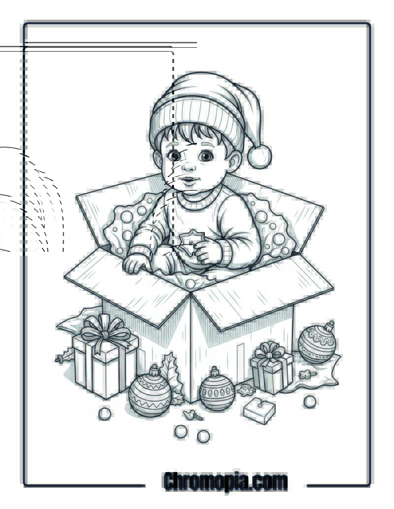 Christmas Decoration Box Exploration Adventure Coloring Sheet