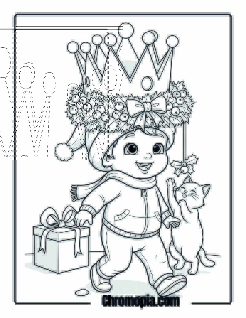 Christmas Wreath Crown Adventure Coloring Sheet