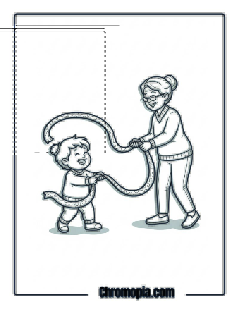 Dancing Christmas Garland Ribbon Fun Coloring Page