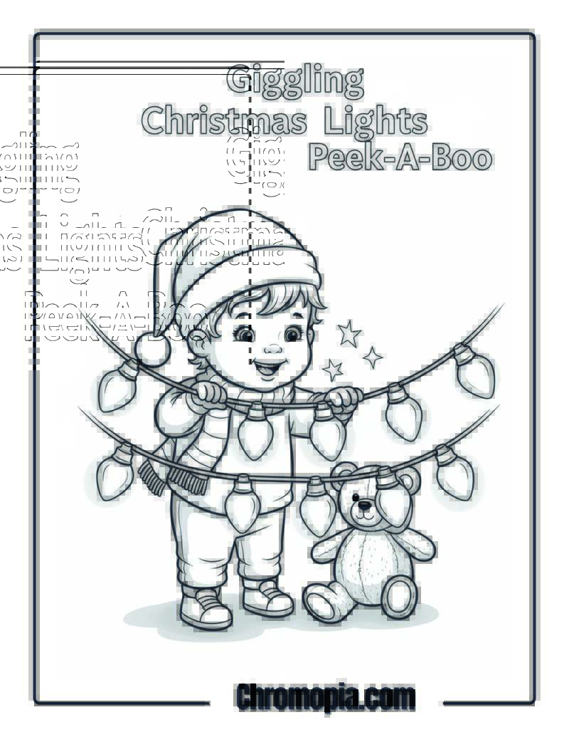 Giggling Christmas Lights Peek-a-Boo Coloring Sheet