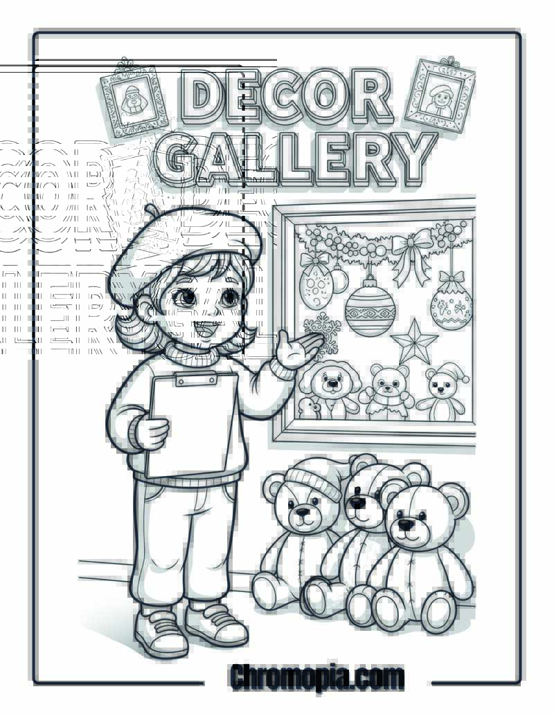 Christmas Decoration Art Gallery Curator Coloring Page