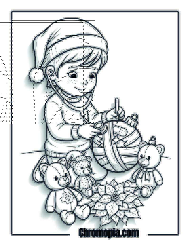 Christmas Decoration Veterinarian Checkup Day Coloring Page