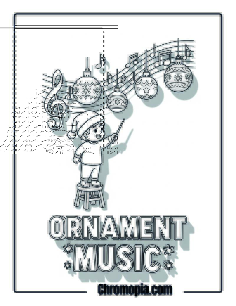 Christmas Ornament Orchestra Conductor Coloring Sheet