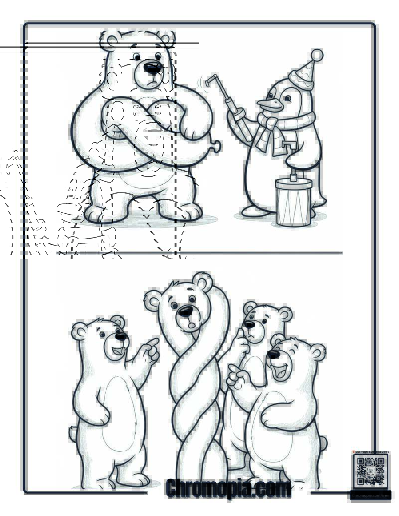Polar Bear Balloon Animal Twisted Shape Coloring Sheet