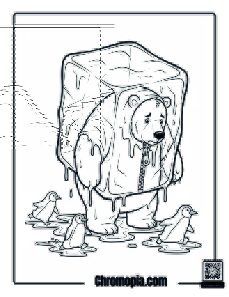 Polar Bear Ice Cube Costume Comedy Coloring Page