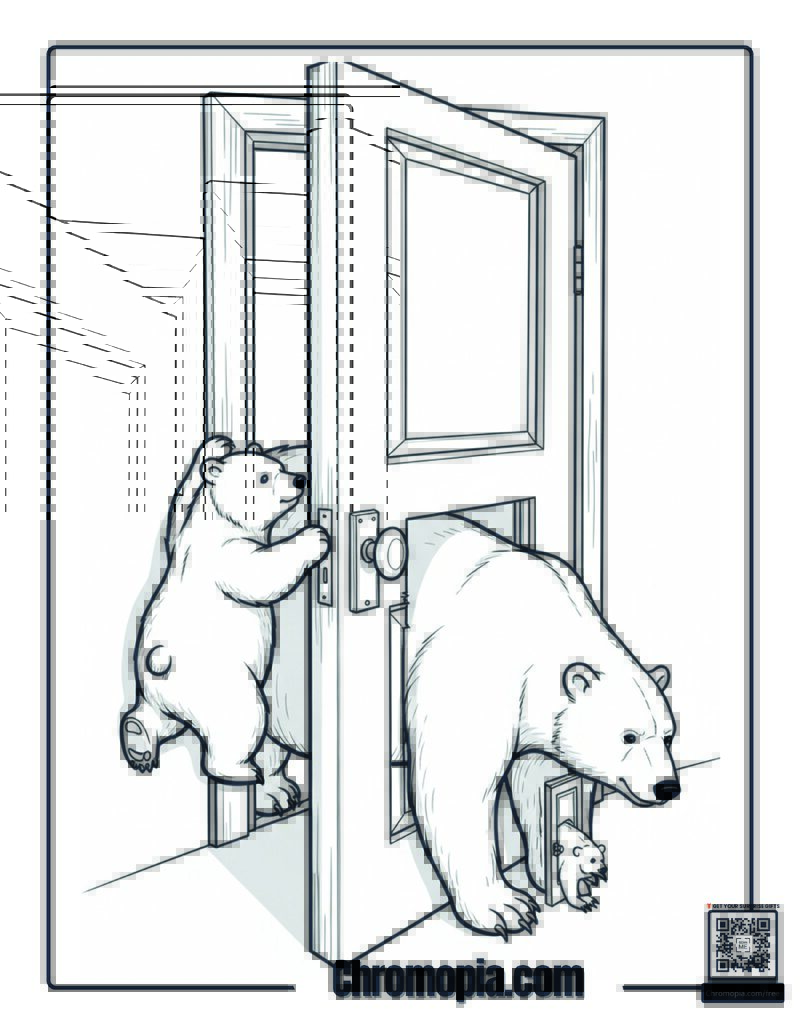Polar Bear Wrong Size Door Problem Coloring Page
