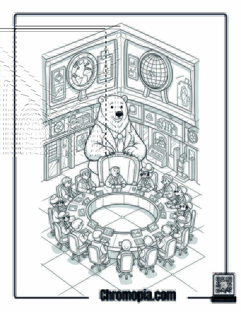 Polar Bear Deep Sea Arctic Exploration Coloring Page