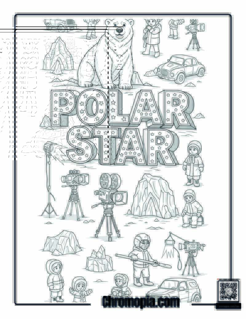 Polar Bear Hollywood Arctic Adventure Movie Coloring Sheet