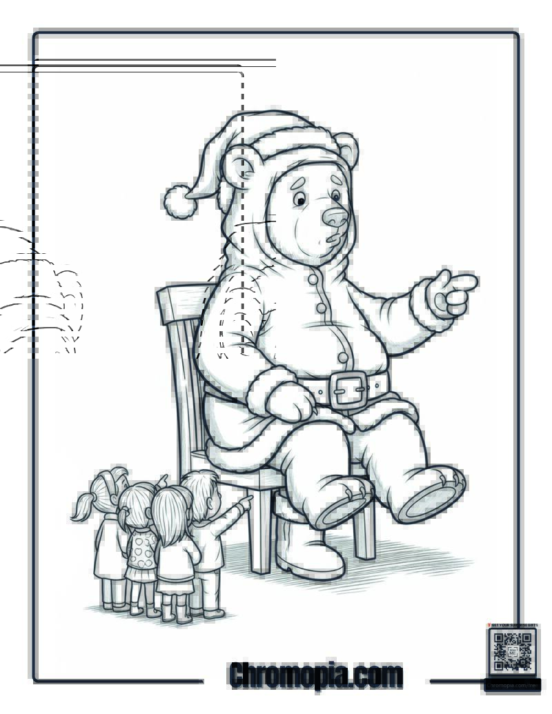 Polar Bear Christmas Present Human Disguise Coloring Page