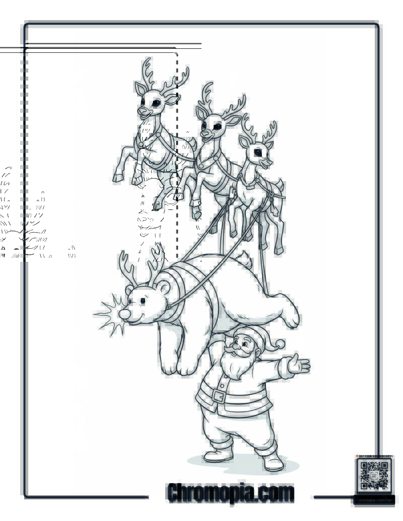 Polar Bear Rudolph Red Nose Reindeer Coloring Sheet