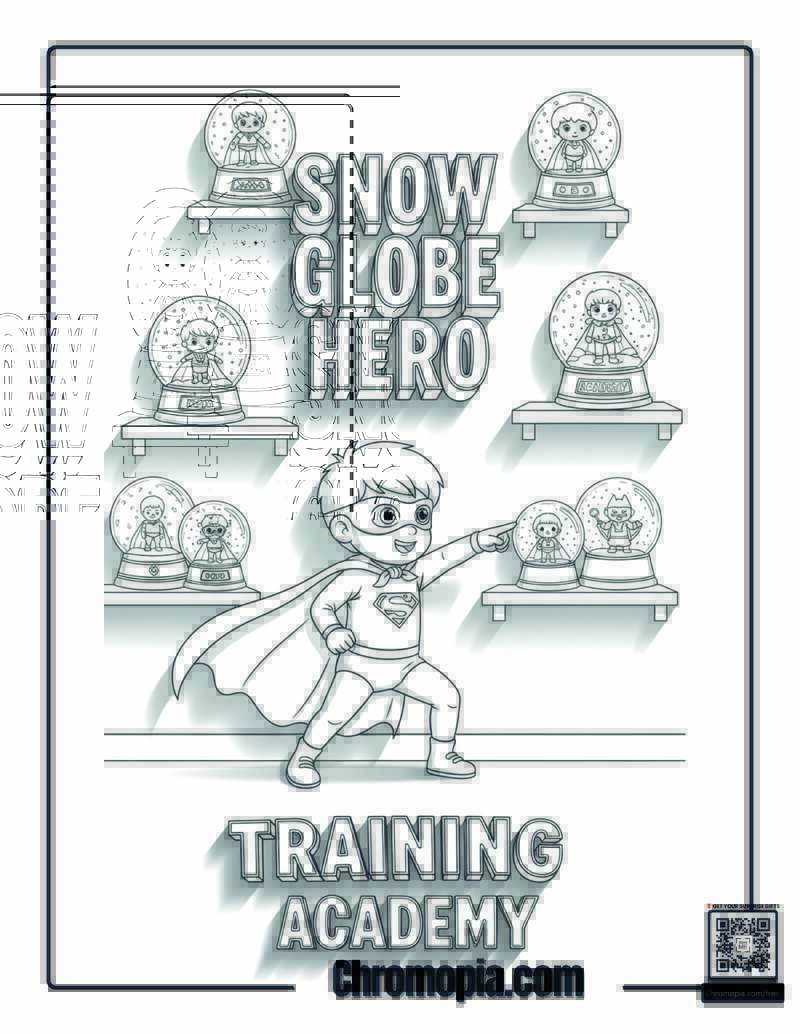 Snow Globe Superhero Training Academy Coloring Page