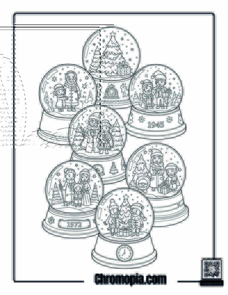 Time Traveler Snow Globe Historical Society Coloring Sheet