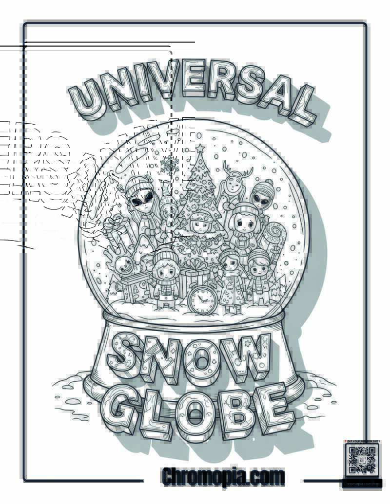 Universal Snow Globe Unity Celebration Coloring Sheet
