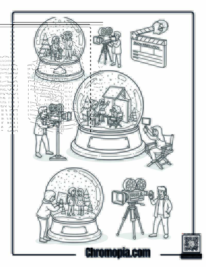 Snow Globe Film Production Studio Set Coloring Page