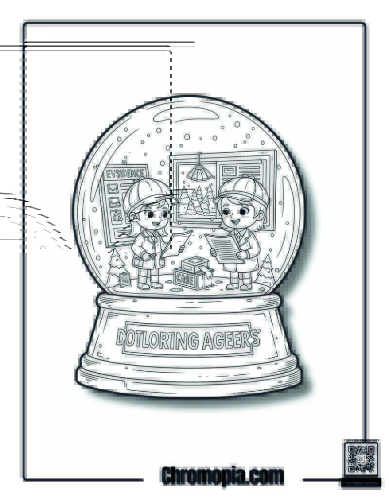 Snow Globe Mystery Detective Agency Headquarters Coloring Sheet