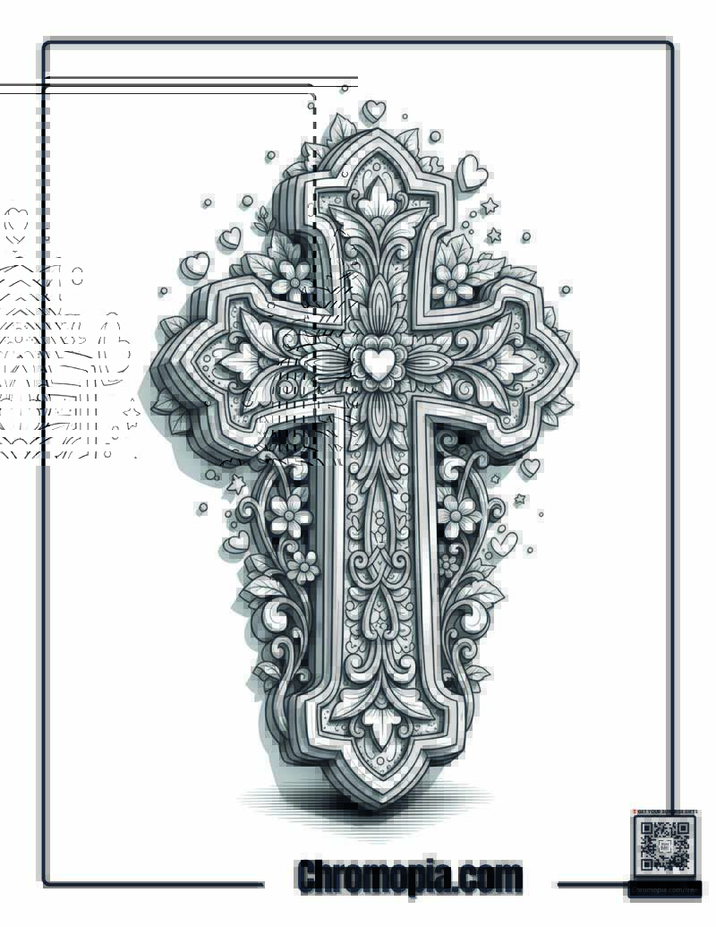 Beautiful Cross Coloring Sheet