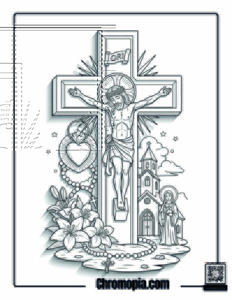 Catholic Cross Coloring Sheet