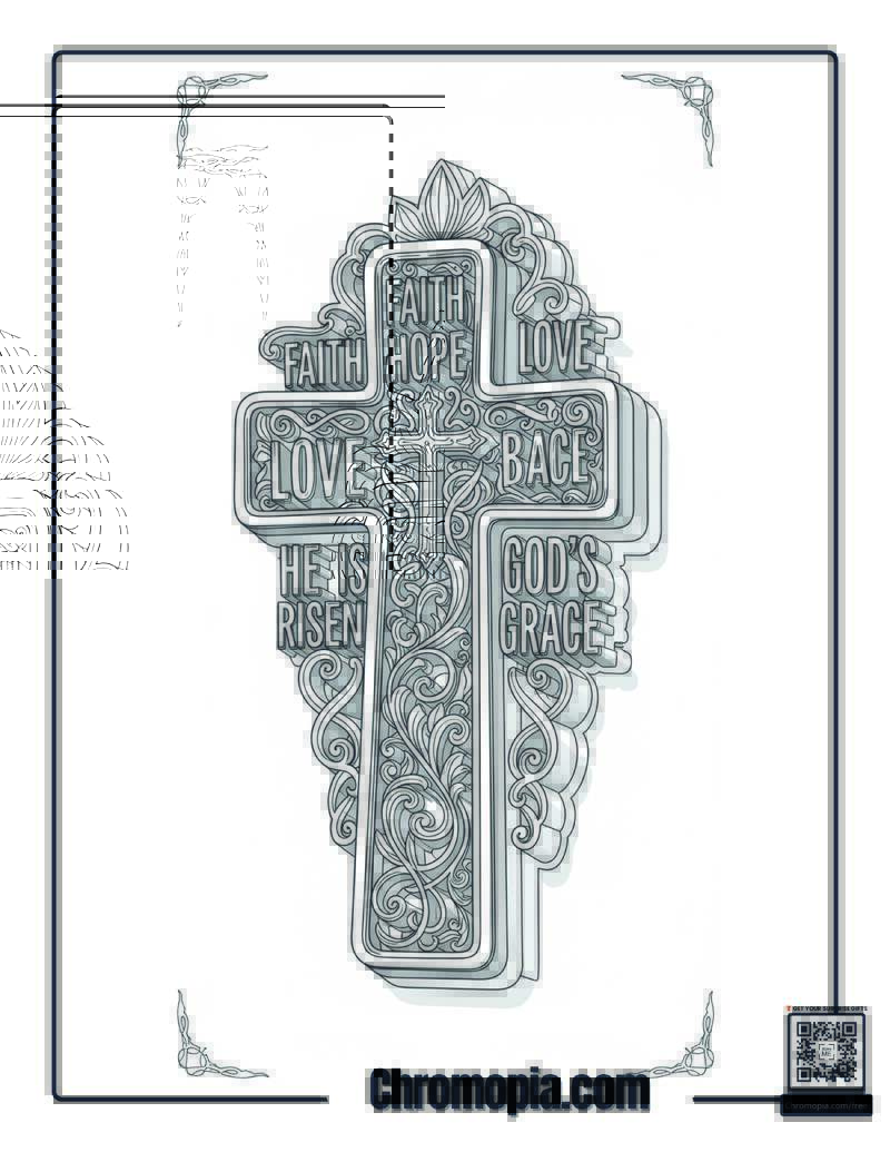 Cross Coloring Page With A Quote