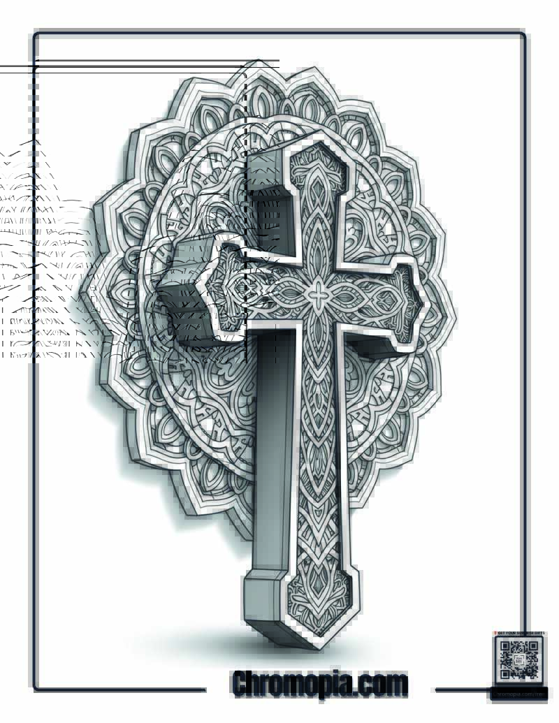 Cross Mandala Coloring Page