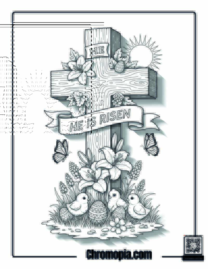 Easter Cross Coloring Page