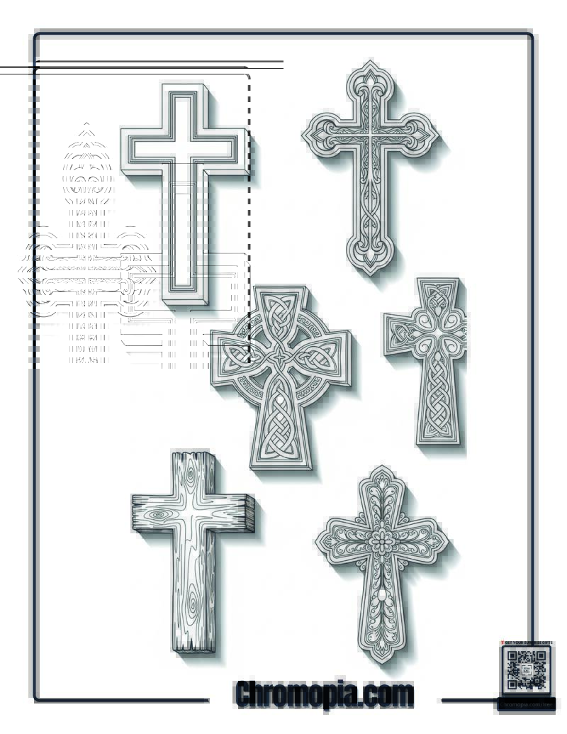 Multiple Styles Of Cross Coloring Page