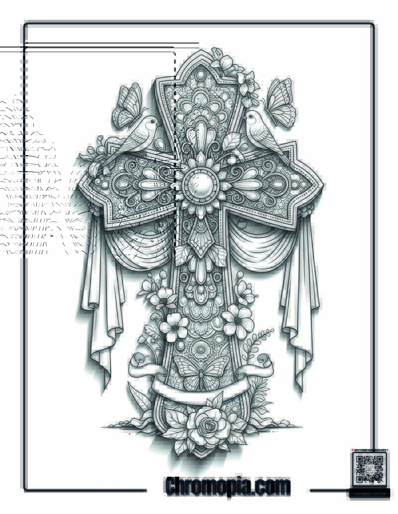 Pretty Cross Coloring Sheet