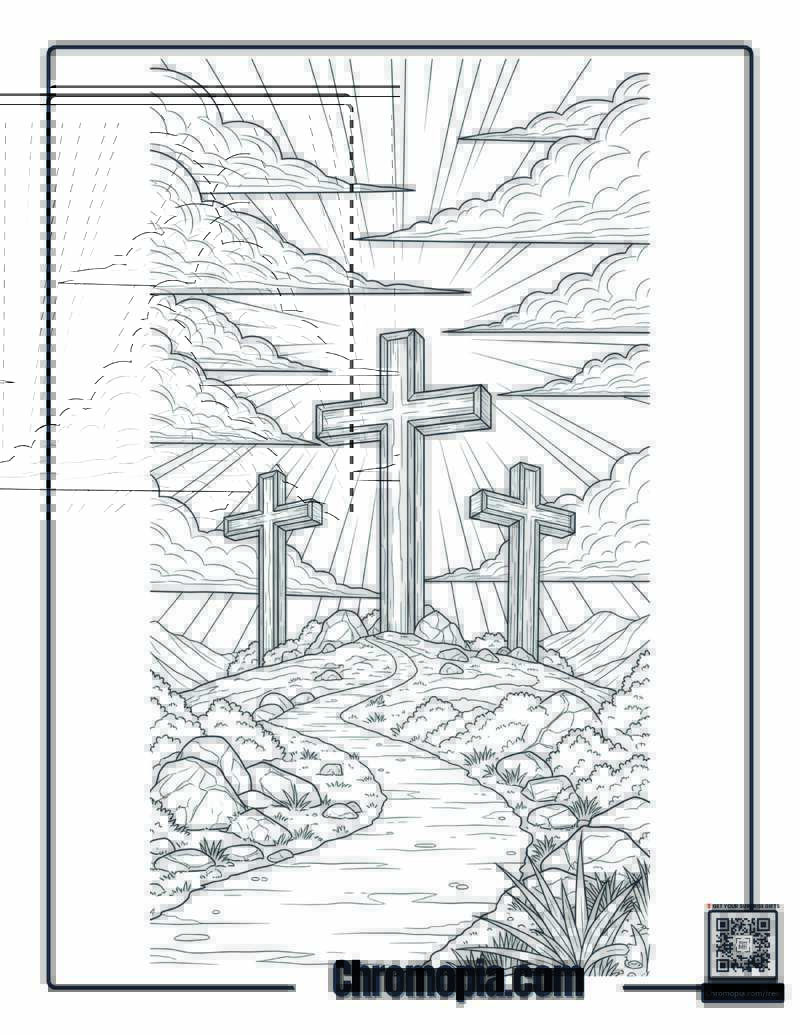Three Crosses Coloring Sheet