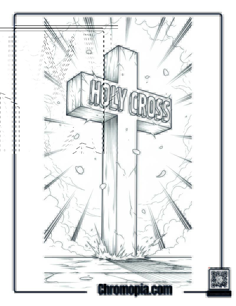Anime Style Cross Dramatic Action Coloring Sheet