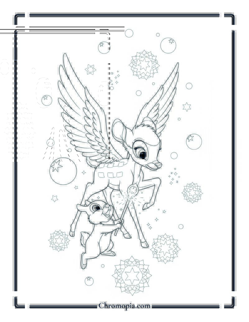Fantasy Glow Bambi and Thumper Coloring Page