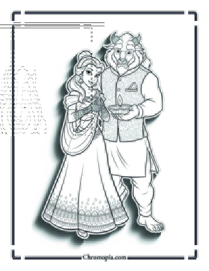 Diwali Belle Festival Of Lights Coloring Sheet