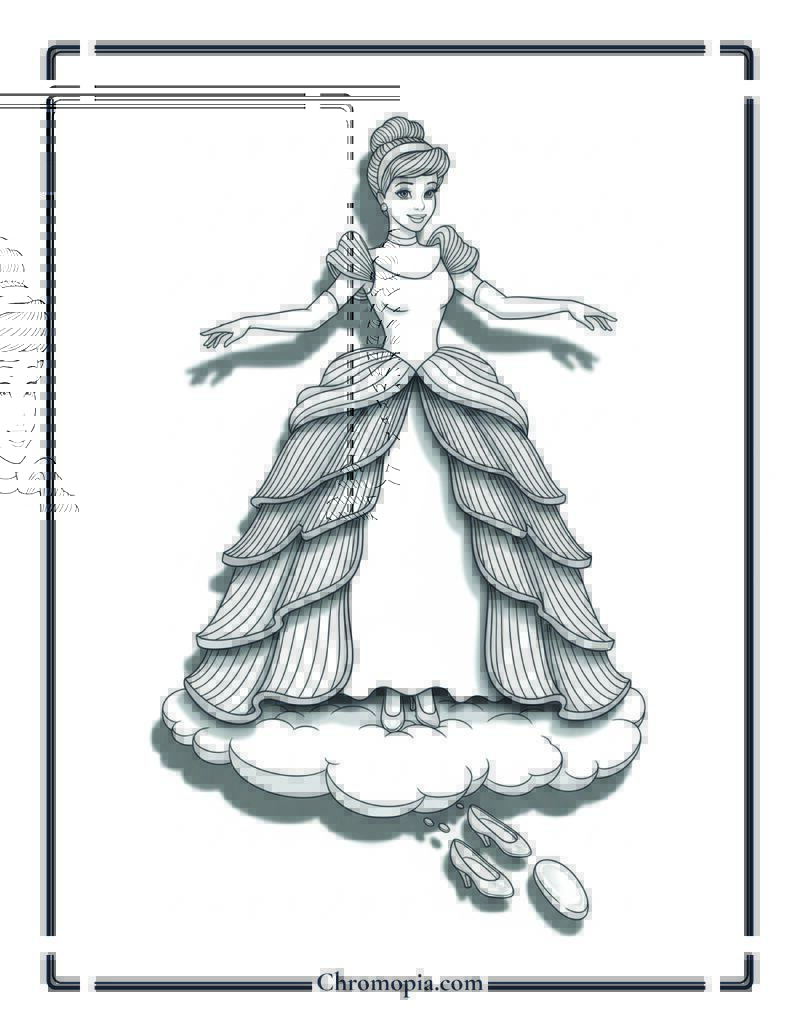 Cinderella Dress Made Of Rainbows Coloring Sheet