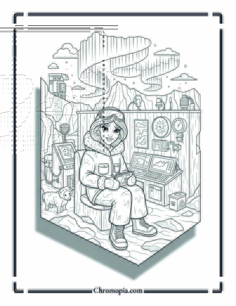 Jasmine Arctic Research Station Coloring Sheet