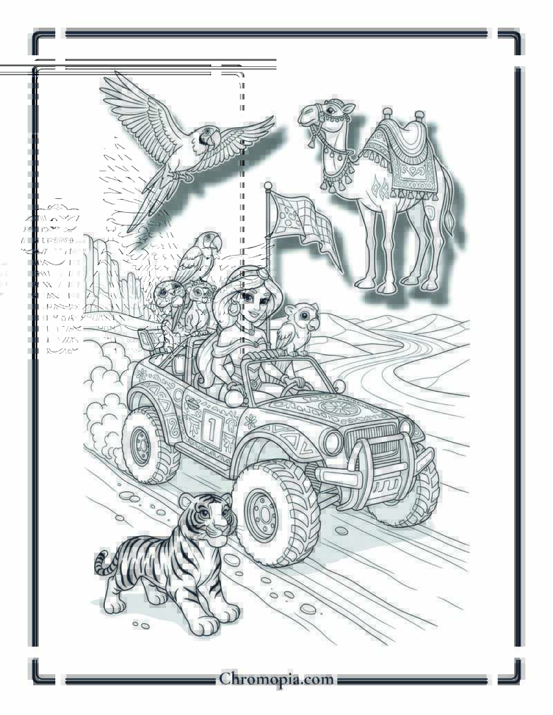 Jasmine Pets Vehicles Rally Coloring Page