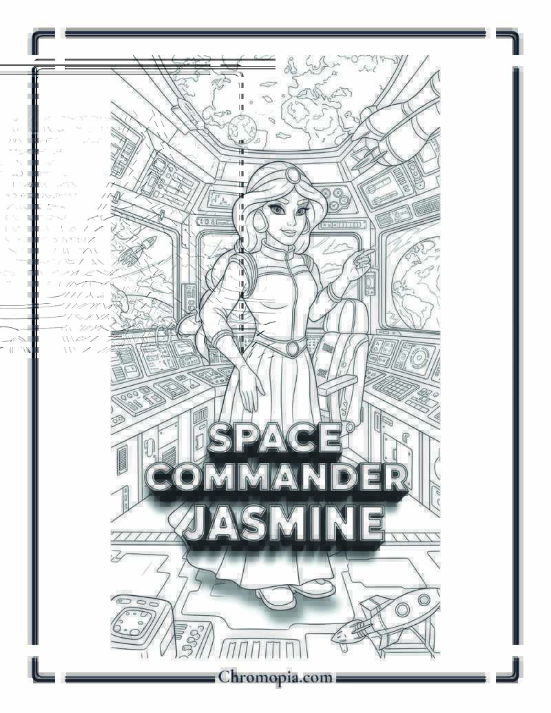 Jasmine Space Station Commander Coloring Sheet