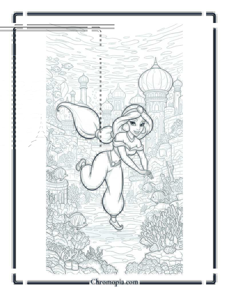 Jasmine Underwater Palace Adventure Coloring Page