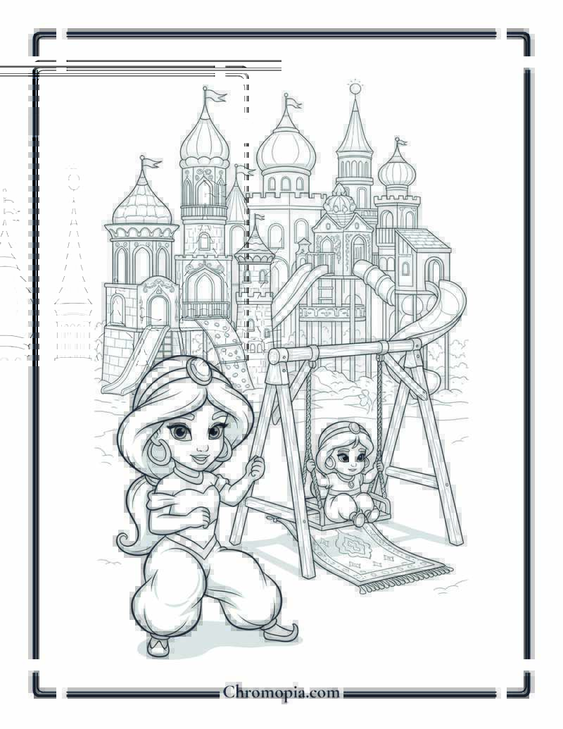 Toddler Jasmine Royal Playground Coloring Page