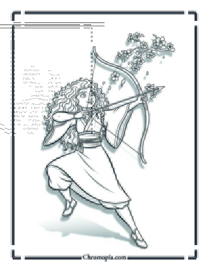 Disney Princess Merida Japanese Festival Coloring Page