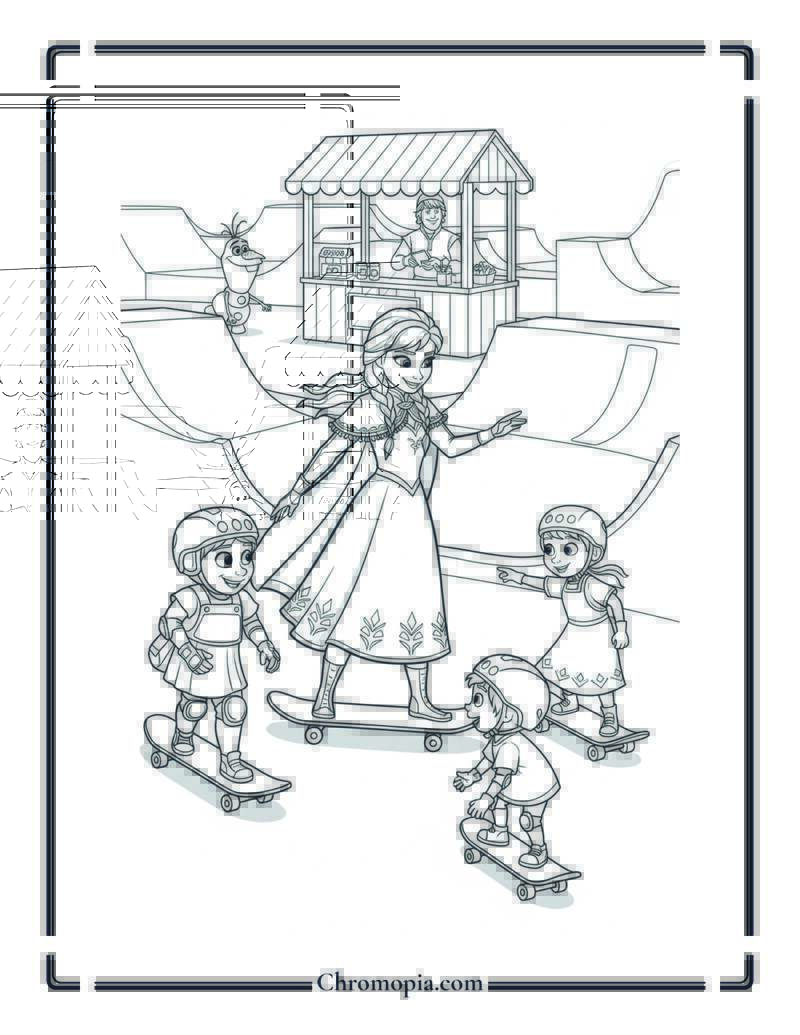 Anna Skateboard Park Instructor Coloring Page