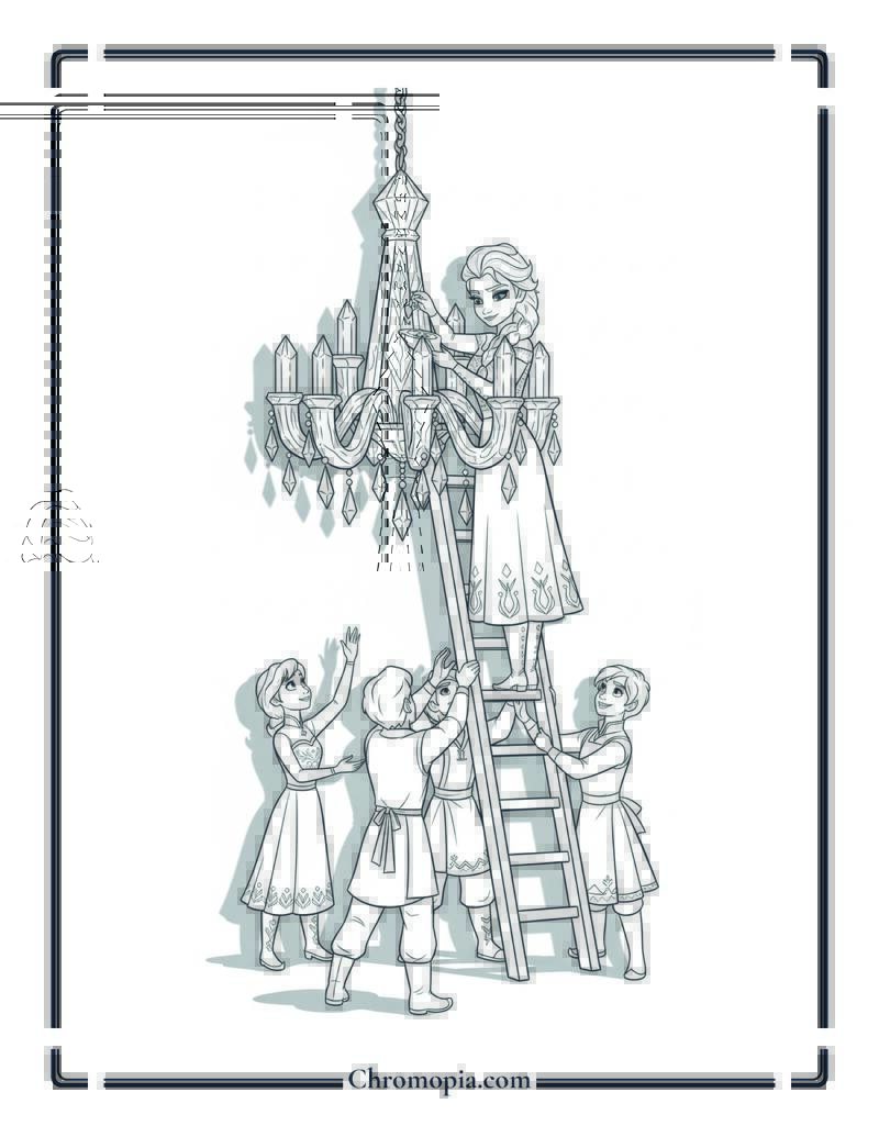 Elsa Crystal Chandelier Maker Coloring Sheet