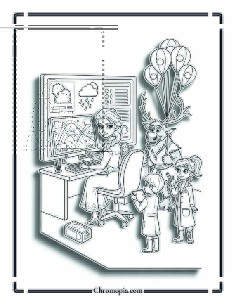 Elsa Meteorologist Coloring Sheet