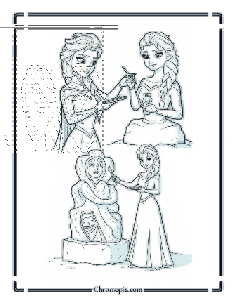 Elsa Snow Sculpture Contest Coloring Sheet